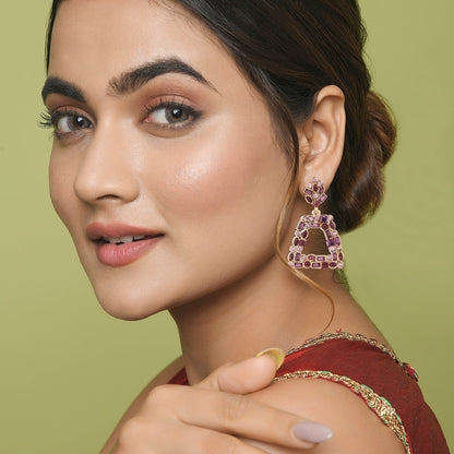 Pink Rose Crystal Drop Earring