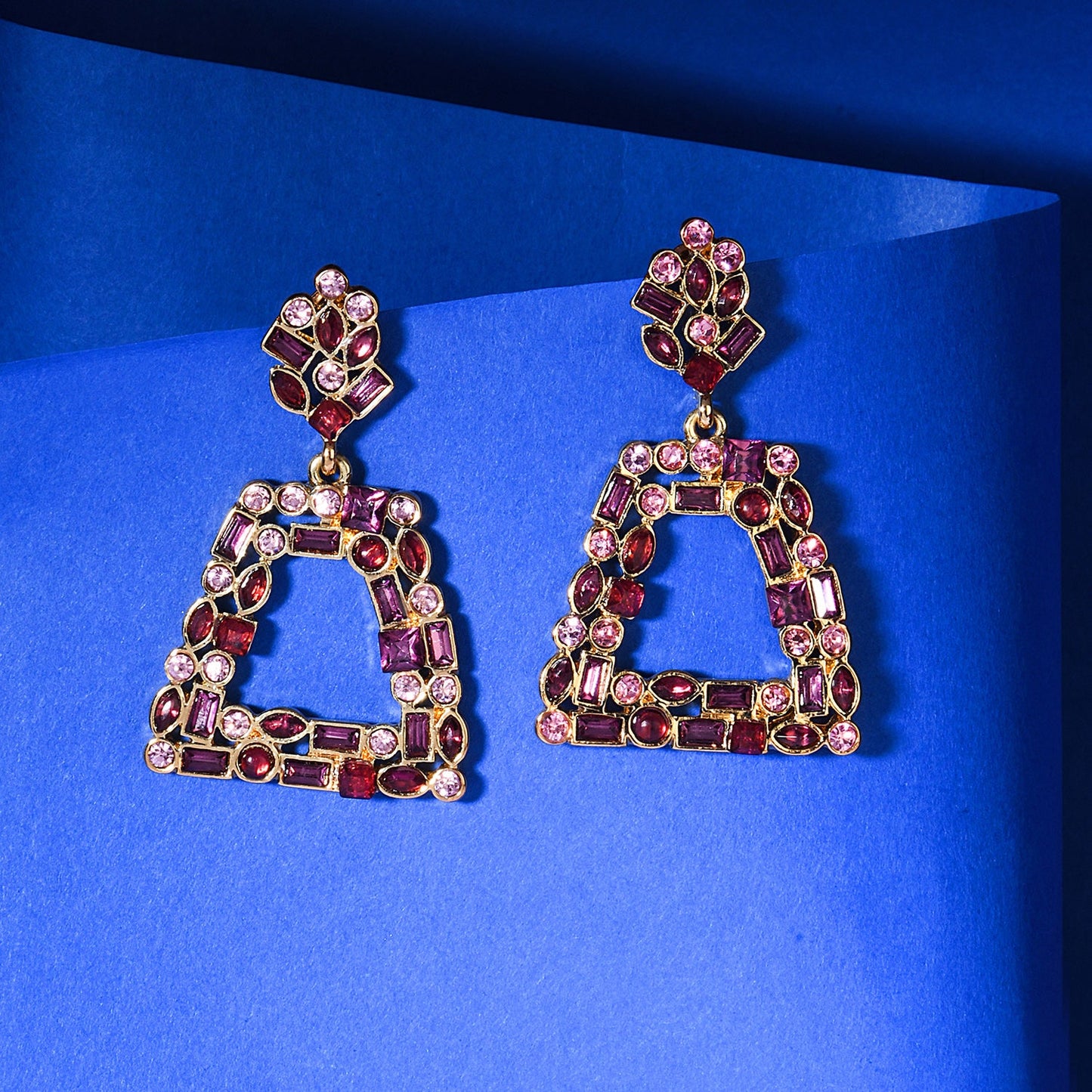 Pink Rose Crystal Drop Earring