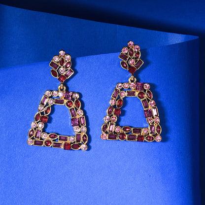 Pink Rose Crystal Drop Earring