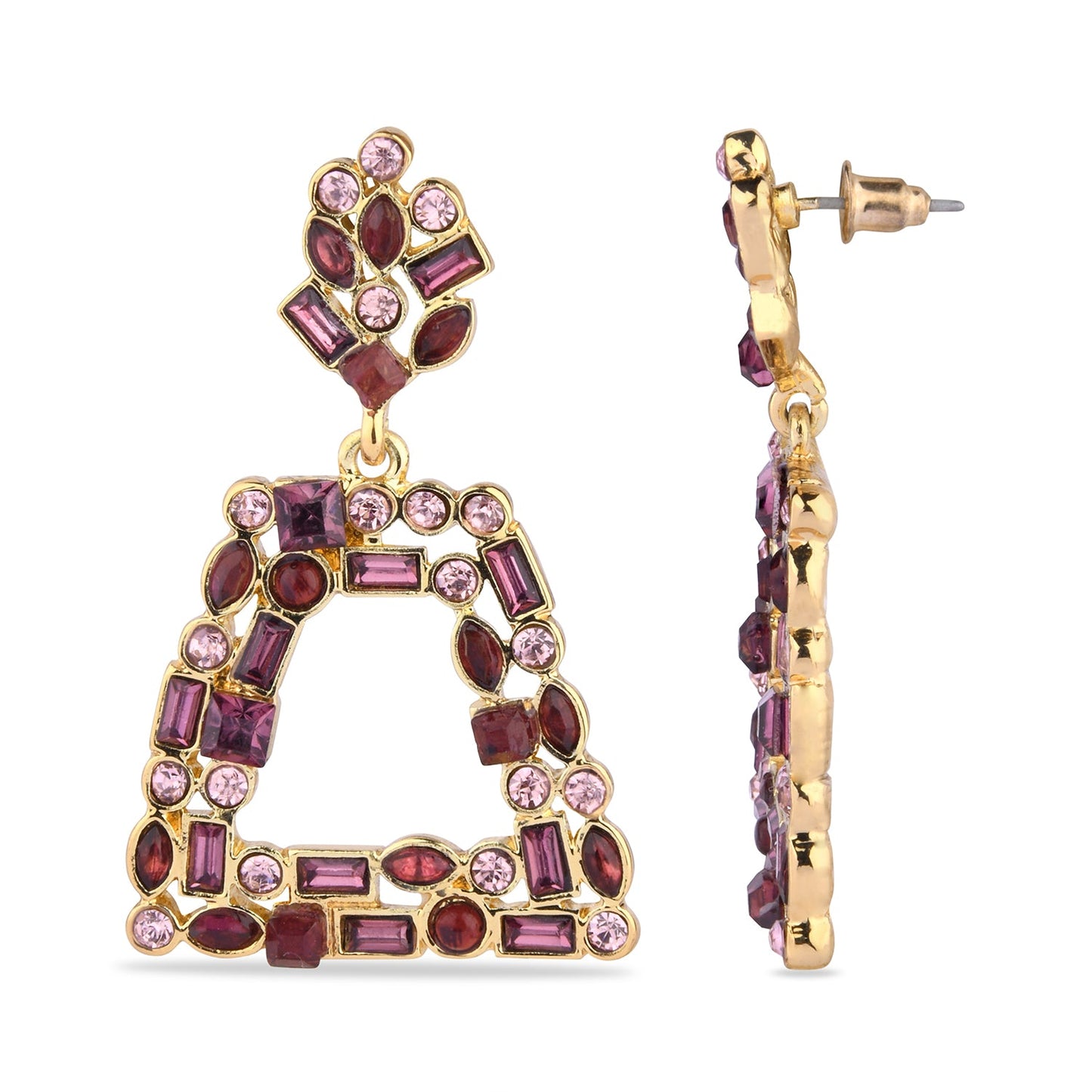 Pink Rose Crystal Drop Earring