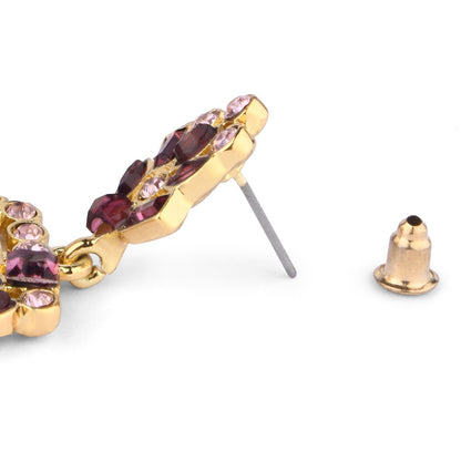 Pink Rose Crystal Drop Earring