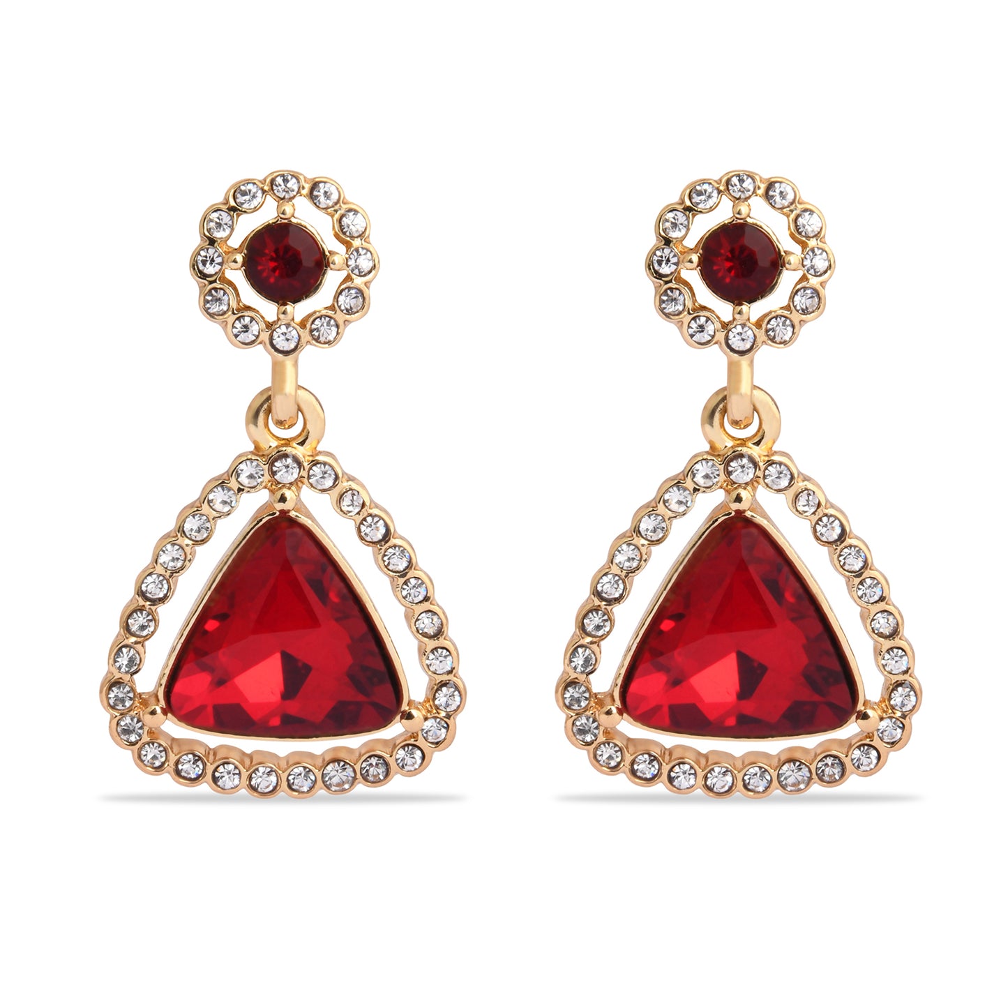 Red  Ruby Stone Geometric Drop Earring
