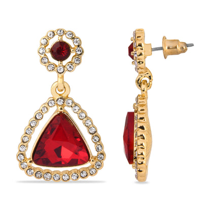 Red  Ruby Stone Geometric Drop Earring