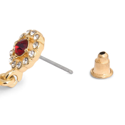 Red  Ruby Stone Geometric Drop Earring