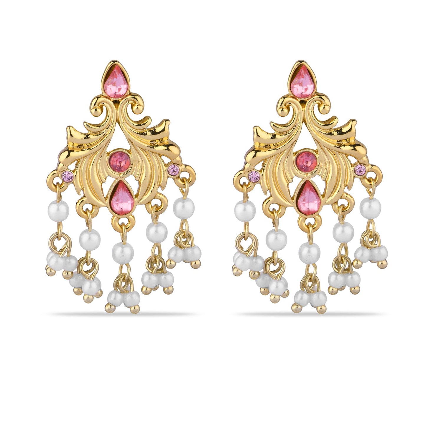 Vintage Pink and Pearl Drop Earring