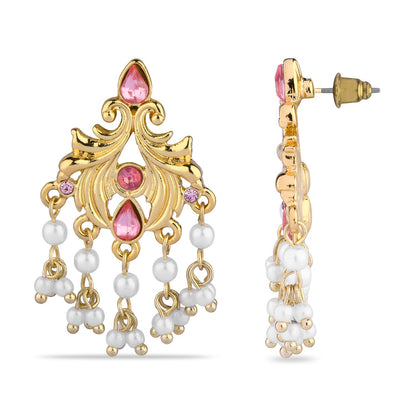 Vintage Pink and Pearl Drop Earring