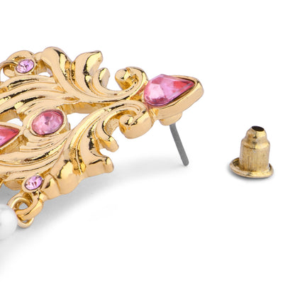 Vintage Pink and Pearl Drop Earring