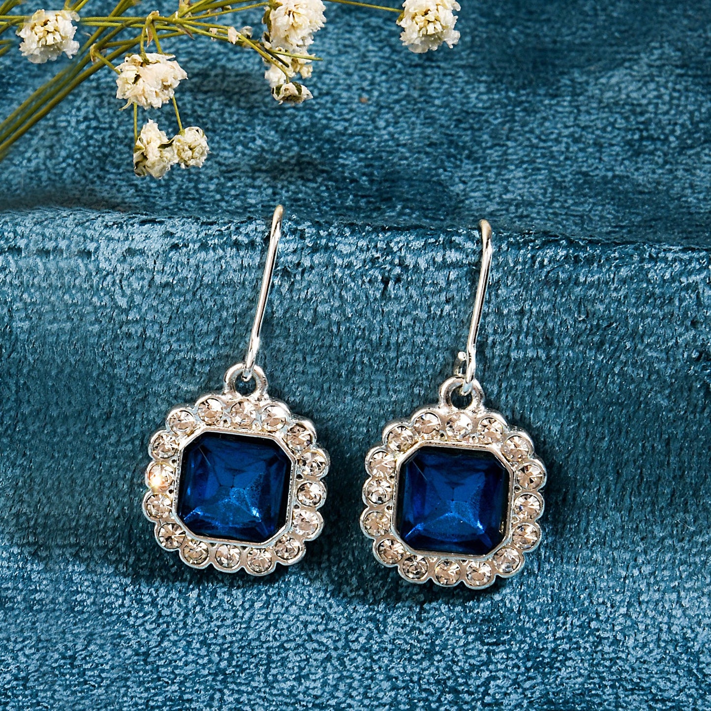 Royal Blue Crystal Short Drop Earring