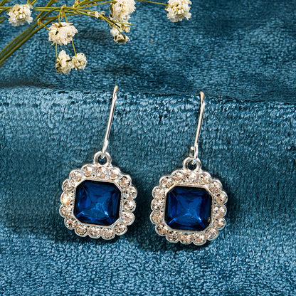 Royal Blue Crystal Short Drop Earring