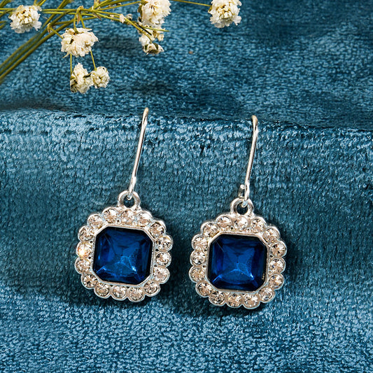 Royal Blue Crystal Short Drop Earring