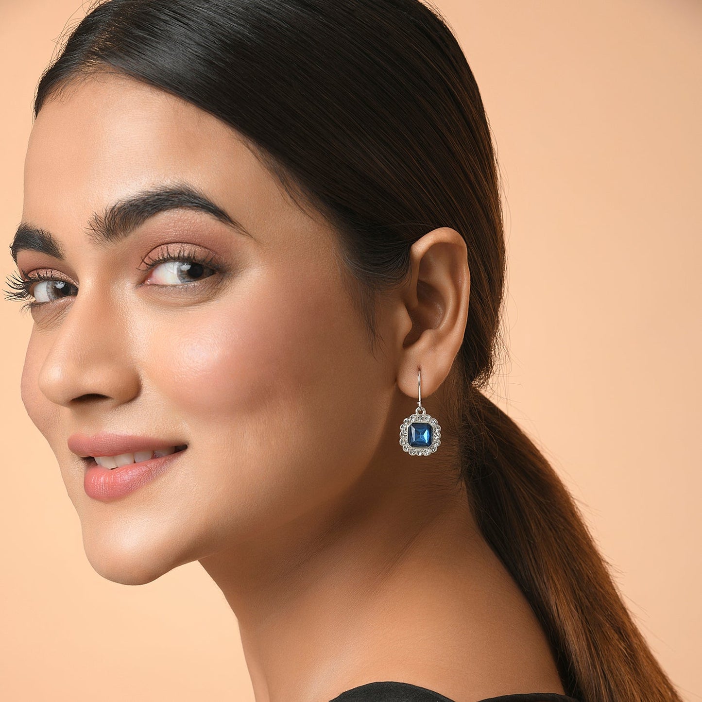 Royal Blue Crystal Short Drop Earring