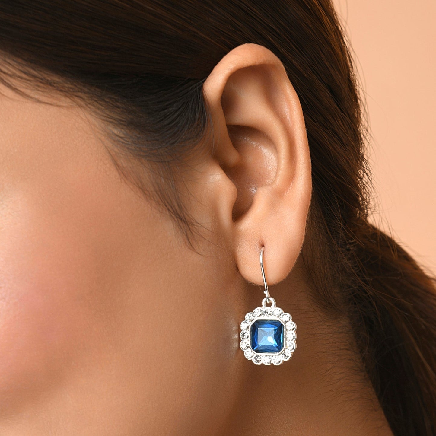 Royal Blue Crystal Short Drop Earring