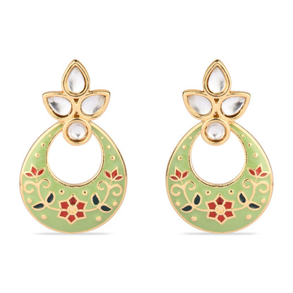 Green Meenakari Chandbali Earring