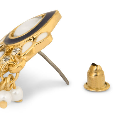 Gold & Navy Meenakari Chandbali Earring