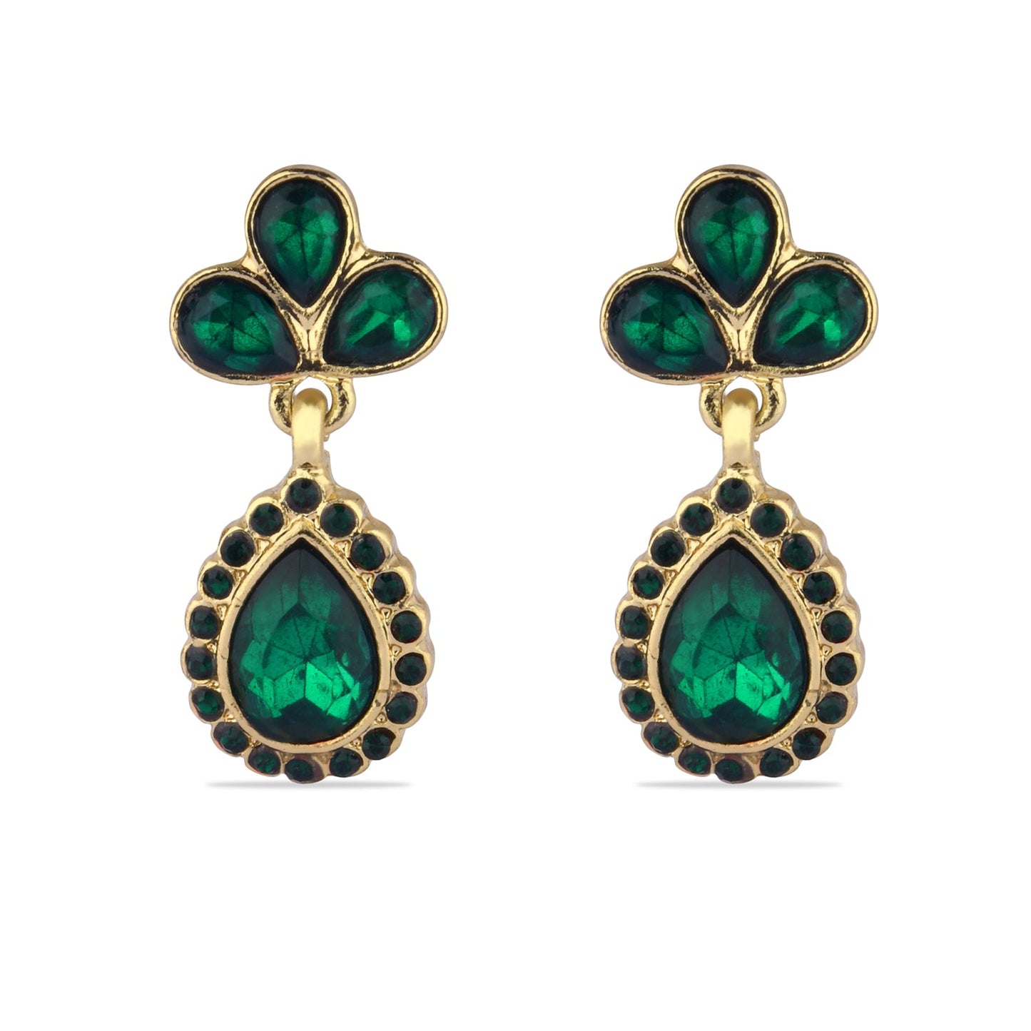 Emerald Green Studded Teardrop Earring