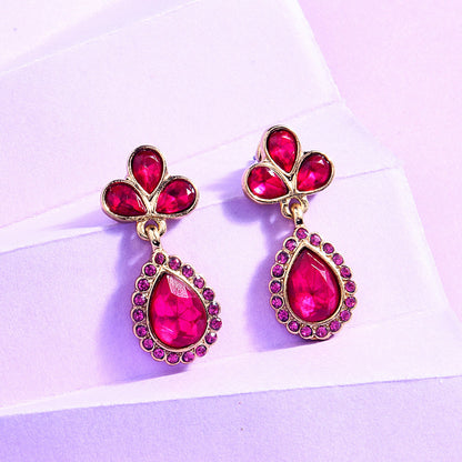 Magenta Pink Studded Teardrop Earring