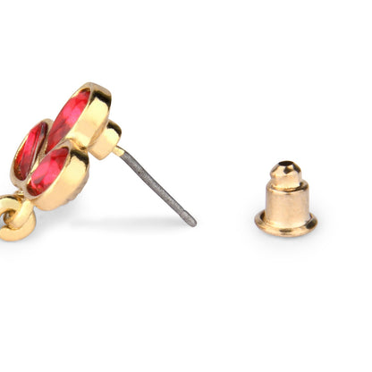 Magenta Pink Studded Teardrop Earring