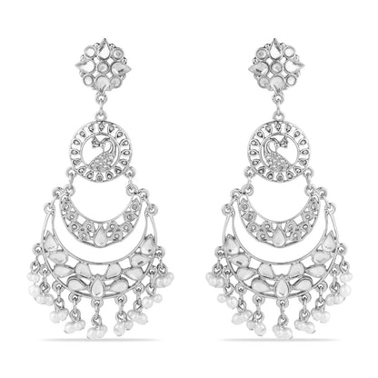 Silver Peacock Chandbali Earring