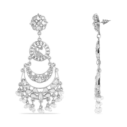 Silver Peacock Chandbali Earring