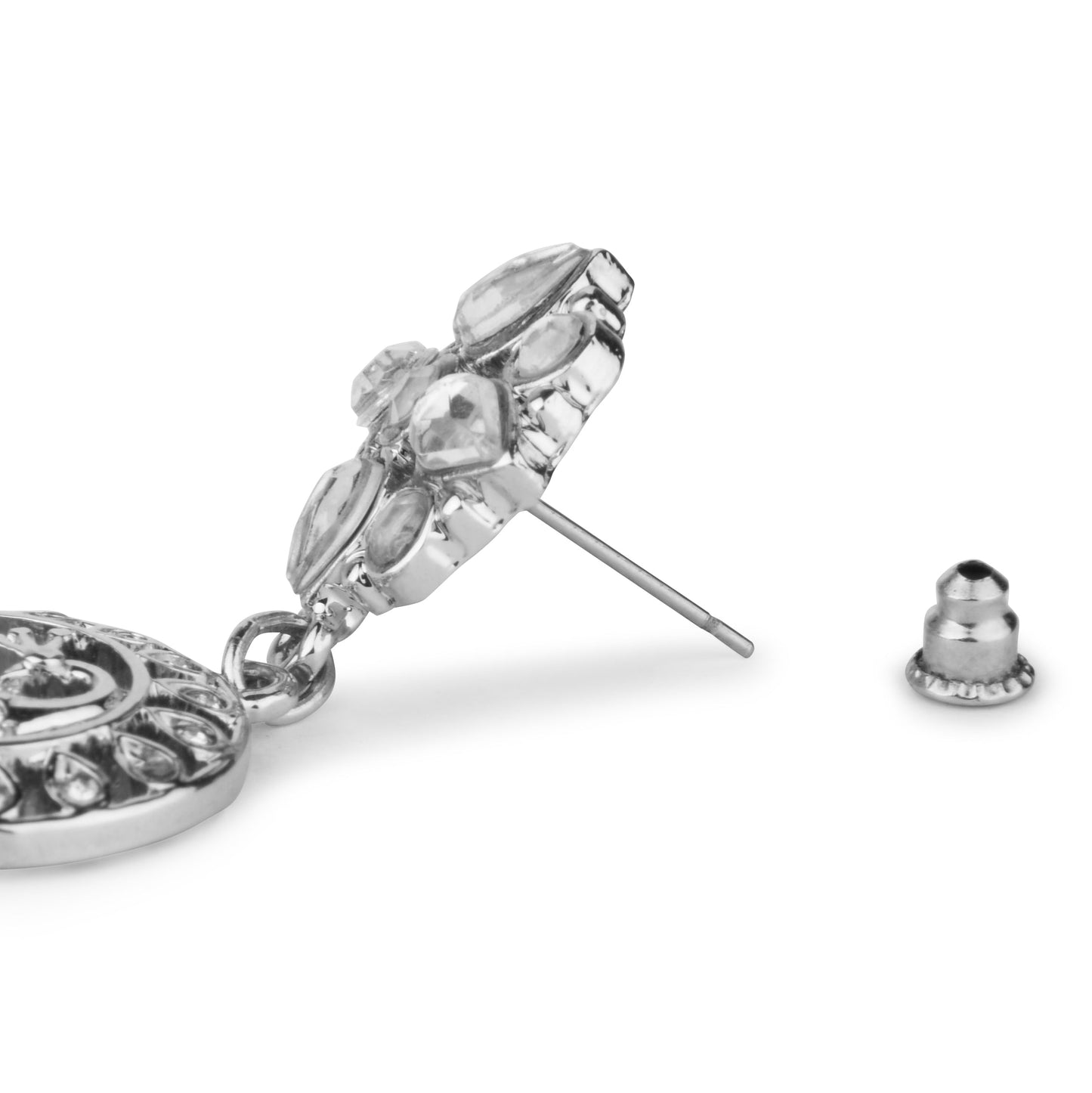 Silver Peacock Chandbali Earring