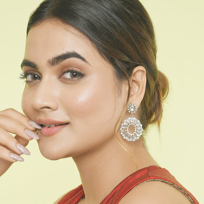 Crystal Halo Drop Earrings