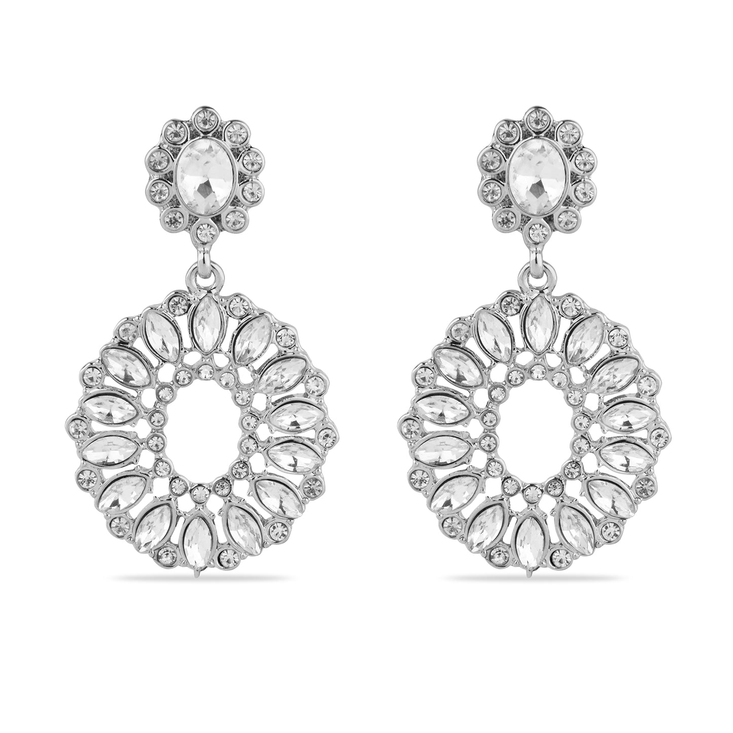 Crystal Halo Drop Earrings