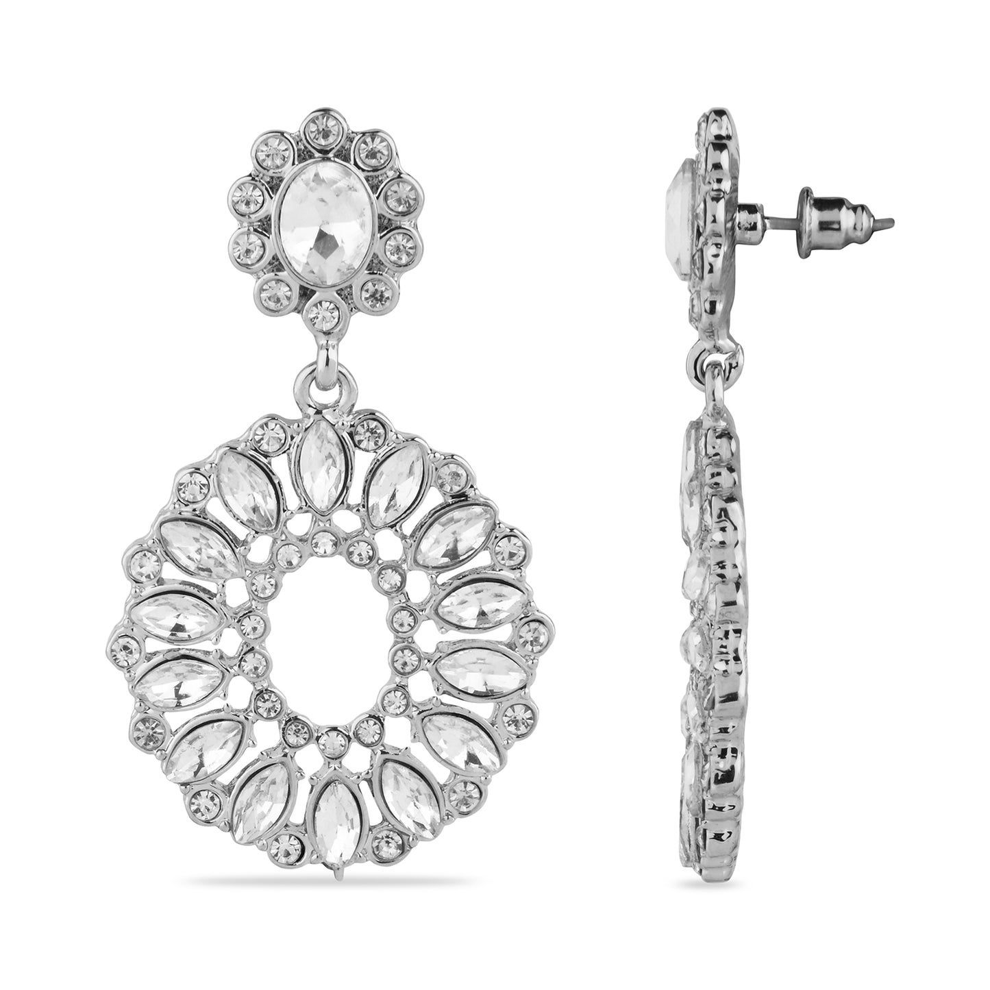 Crystal Halo Drop Earrings