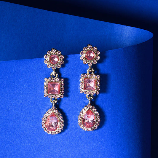 Pink Peach Solid Geometric Drop Earring