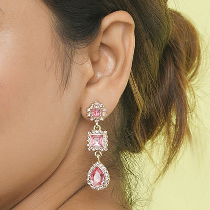 Pink Peach Solid Geometric Drop Earring