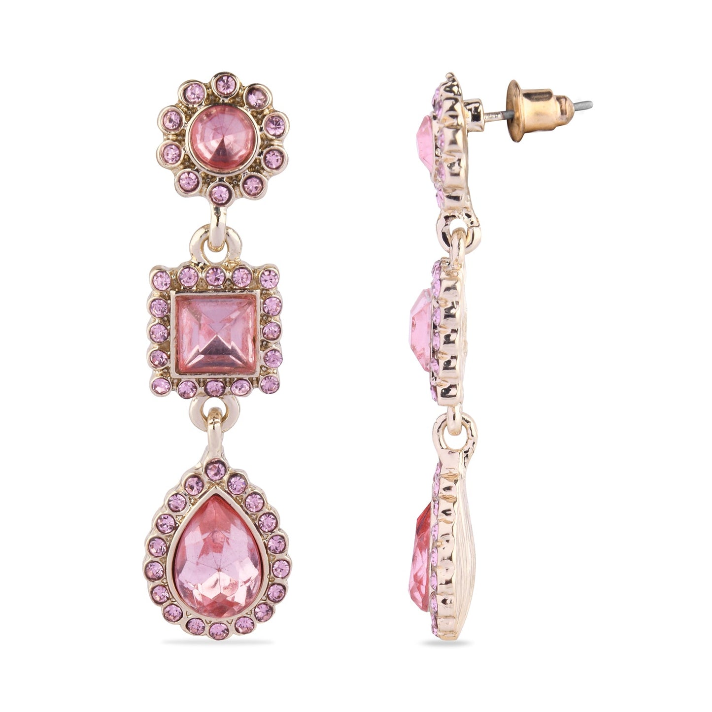 Pink Peach Solid Geometric Drop Earring