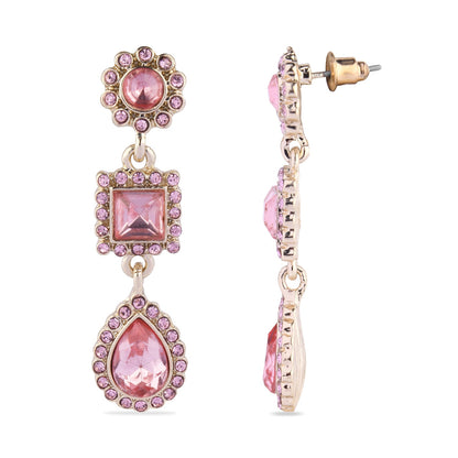 Pink Peach Solid Geometric Drop Earring