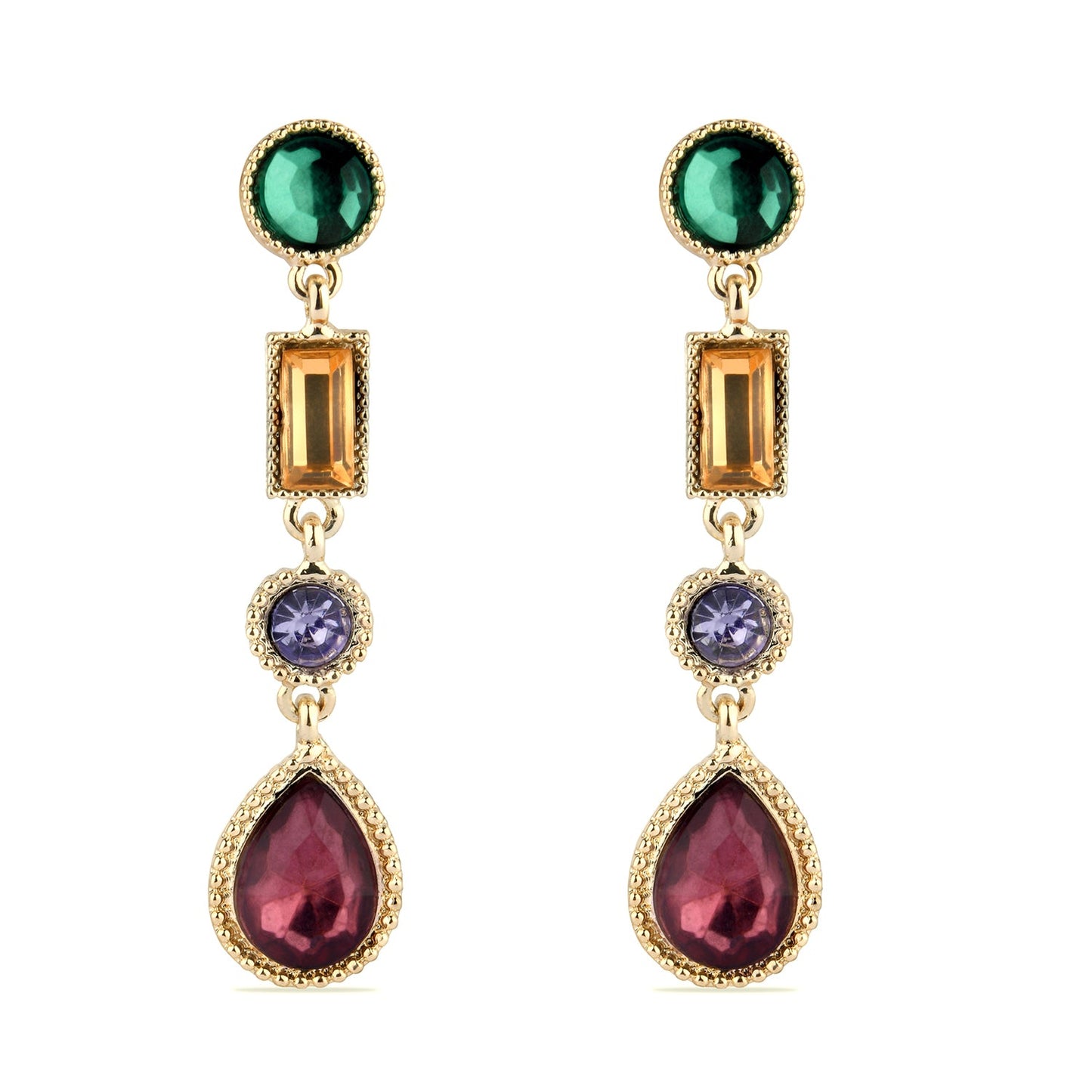 Pastel Multi Crystal Long Drop Earring
