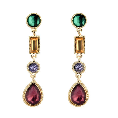 Pastel Multi Crystal Long Drop Earring