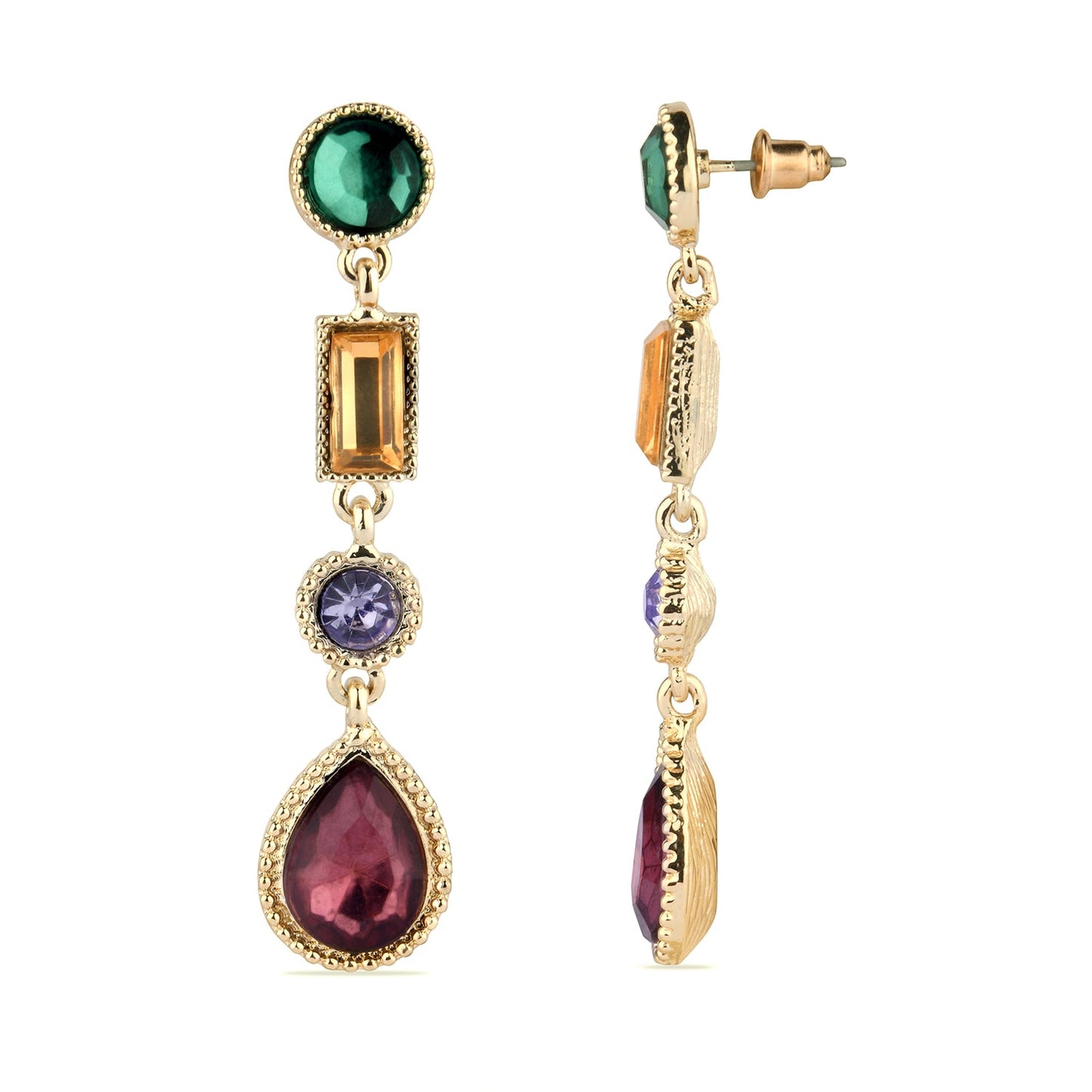 Pastel Multi Crystal Long Drop Earring