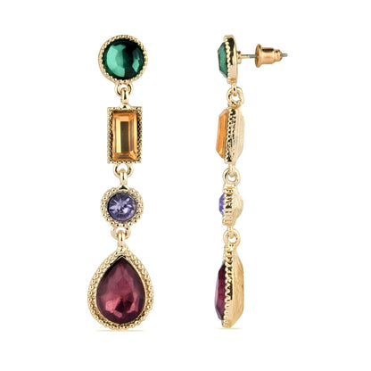Pastel Multi Crystal Long Drop Earring