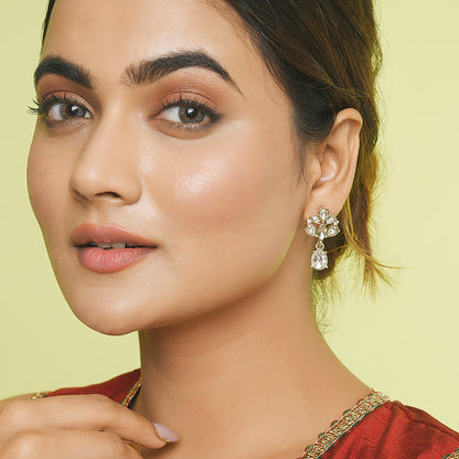 Silver Crystal Deco Short Drop Earring