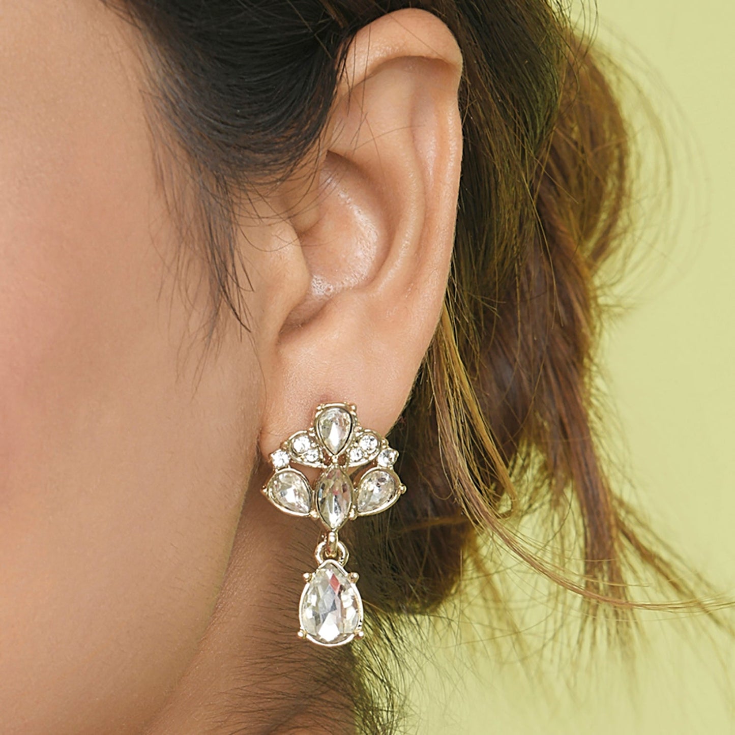 Silver Crystal Deco Short Drop Earring