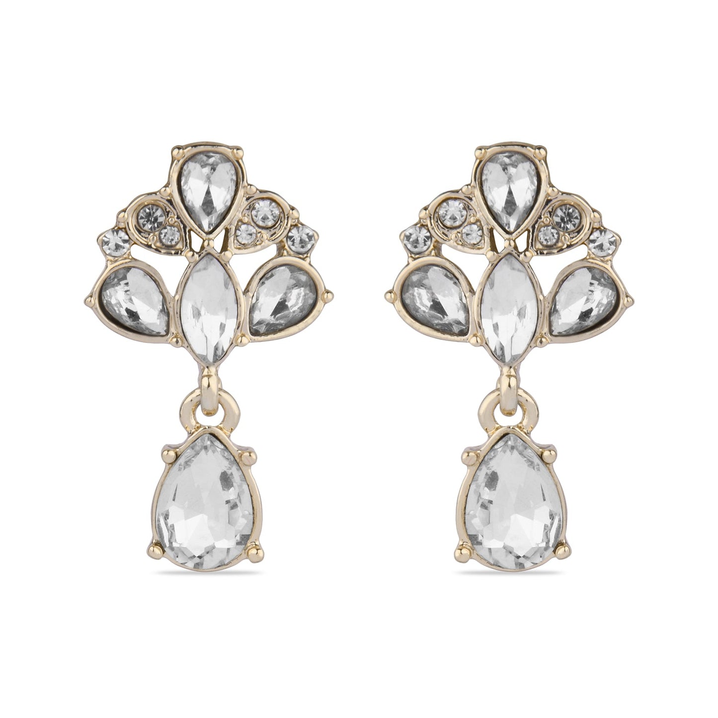 Silver Crystal Deco Short Drop Earring