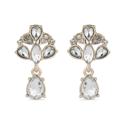 Silver Crystal Deco Short Drop Earring