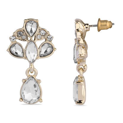 Silver Crystal Deco Short Drop Earring