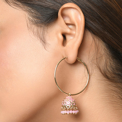 Meenakari Pink Dome Jumka Earring