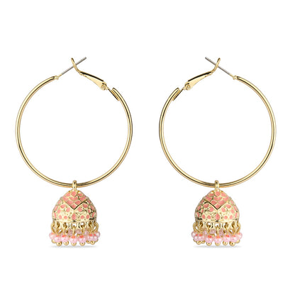 Meenakari Pink Dome Jumka Earring