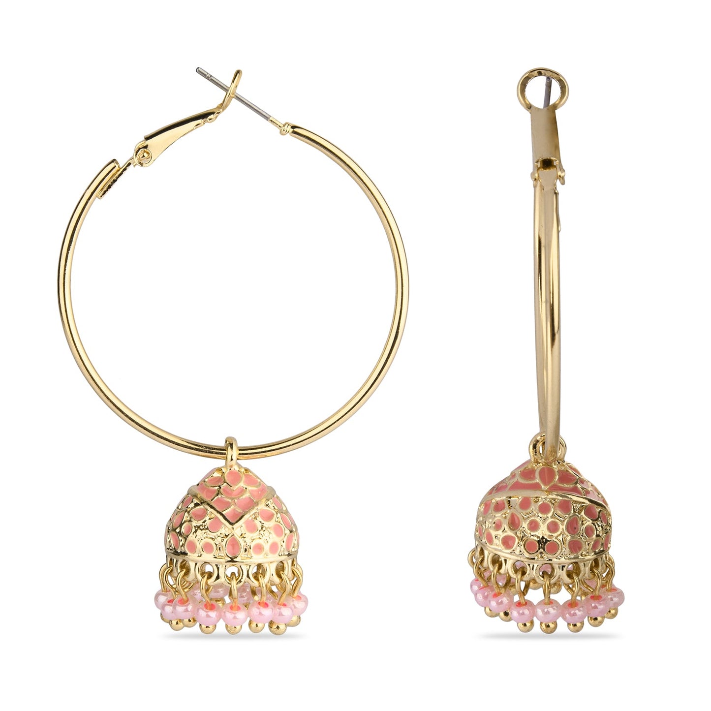 Meenakari Pink Dome Jumka Earring