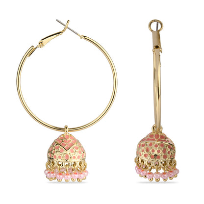 Meenakari Pink Dome Jumka Earring