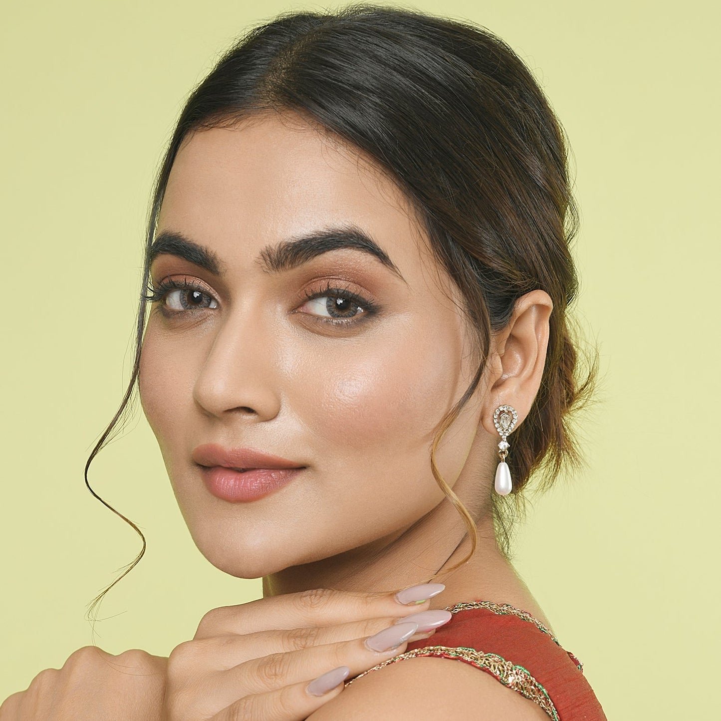 Crystal Studded Drop Earring