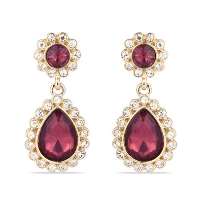 Amber Red Stone Studded Teardrop Earring