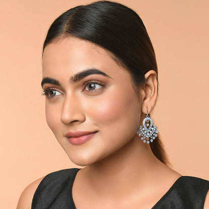 Vintage Light Blue Beaded Drop Earring