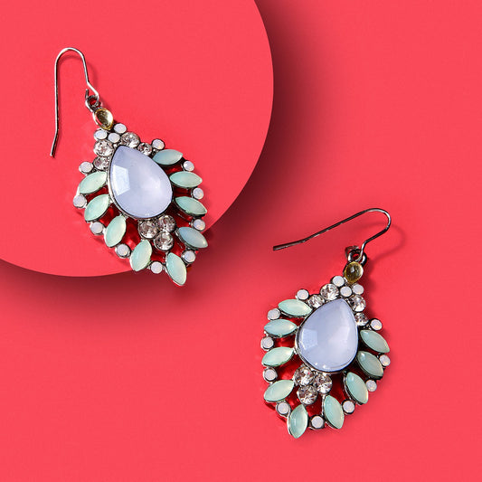 Sea Green Floral Crystal Earring