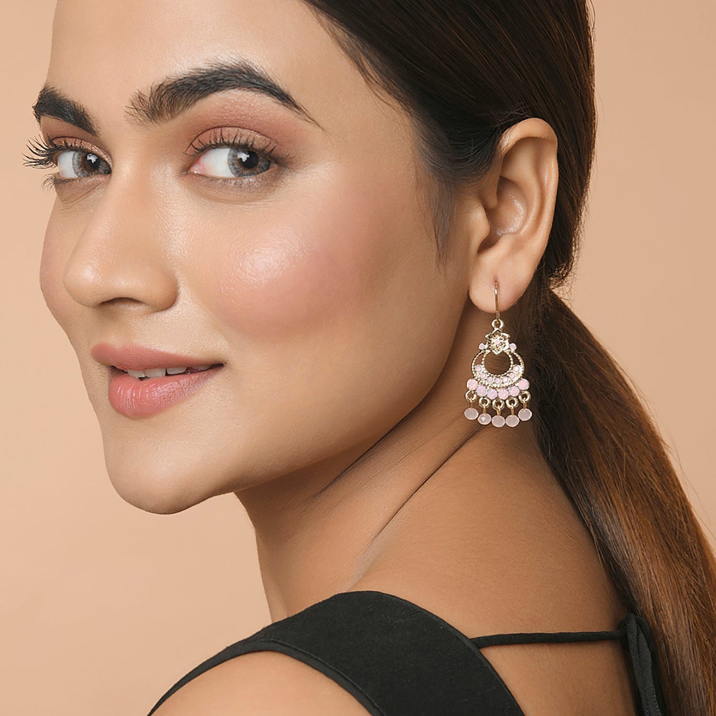 Blush Pink Flower Drop Earring