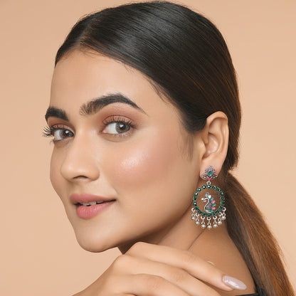 Green Vintage Peacock Earring